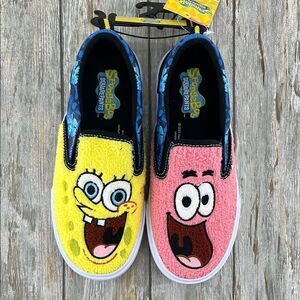 Little Kid SpongeBob SquarePants Fleece Slip-On Sneakers Shoes Size 2